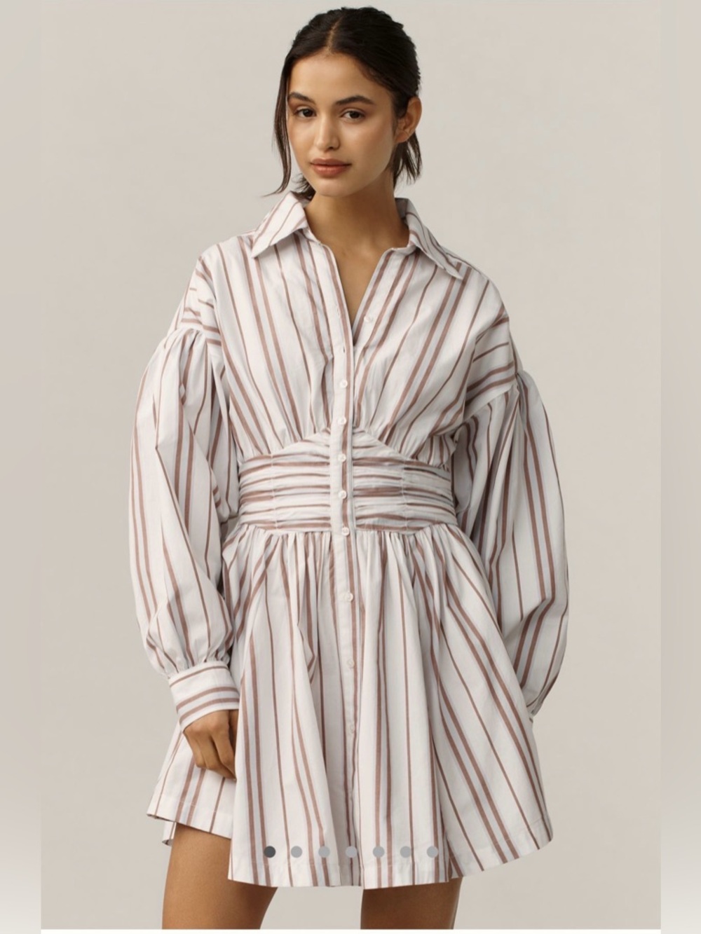 Anthropologie Long-Sleeve Collared A-Line
Mini Dress NWT